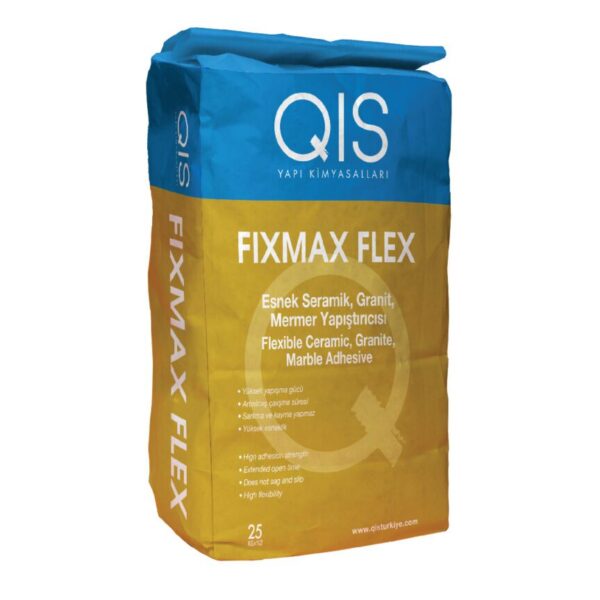 QIS FIXMAX FLEX - C2TE კლასის თეთრი წებოცემენტი ჰიდროიზოლაციური ყინვაგამძლე 25 კგ
