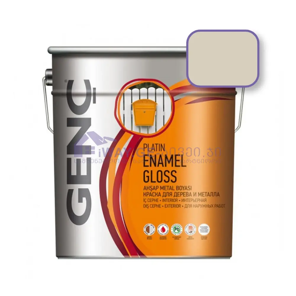 Genc-Enamel-gloss-2.5-1515 საღებავი ხისა და მეტალისთვის 2.5 ლტ "SILVER"-1515 (ჭუჭყიანი თეთრი) - Image 1