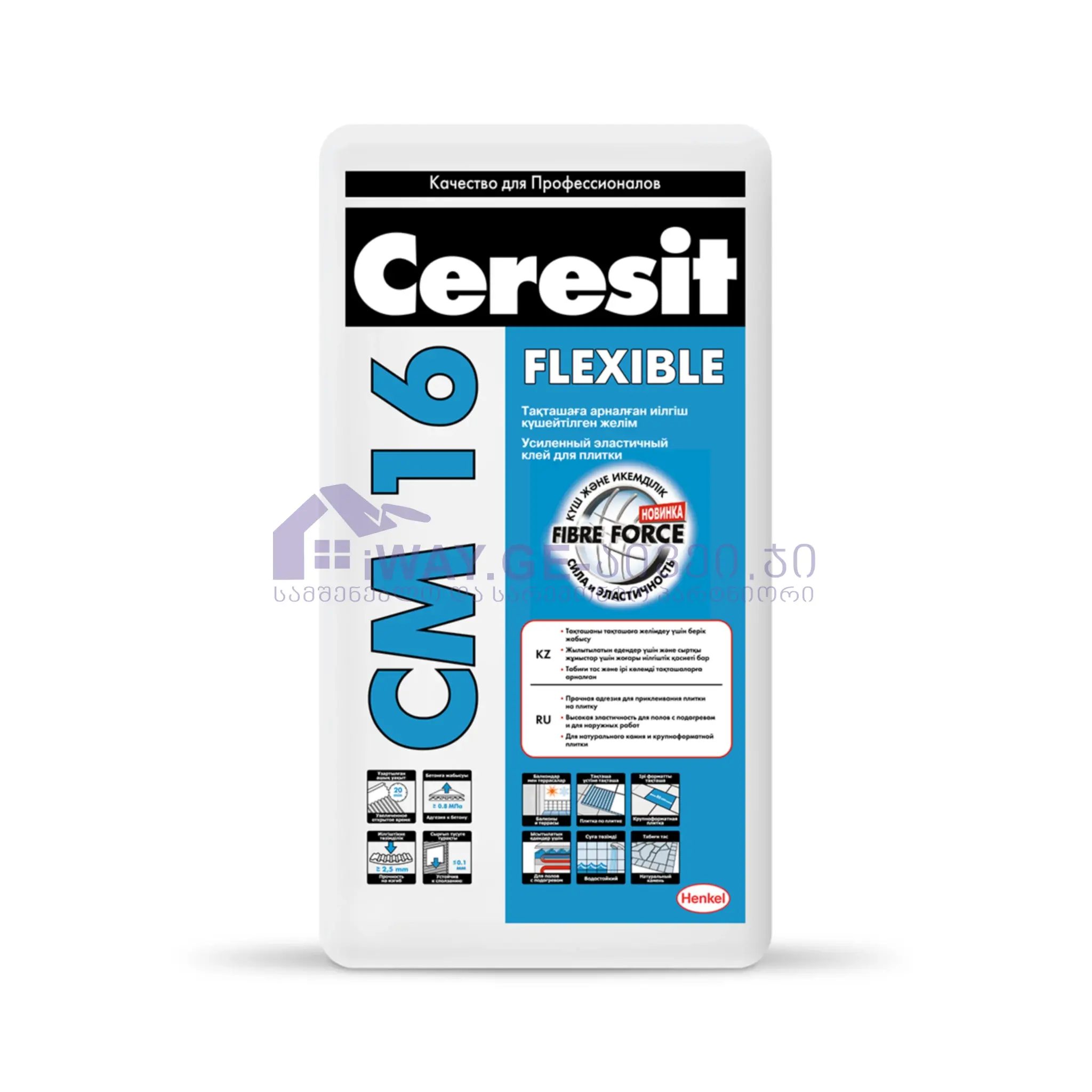 kz-ceresit-packshot-front-ceresit-cm16 წებოცემენტი CM16 CERESIT 25 კგ - Image 1