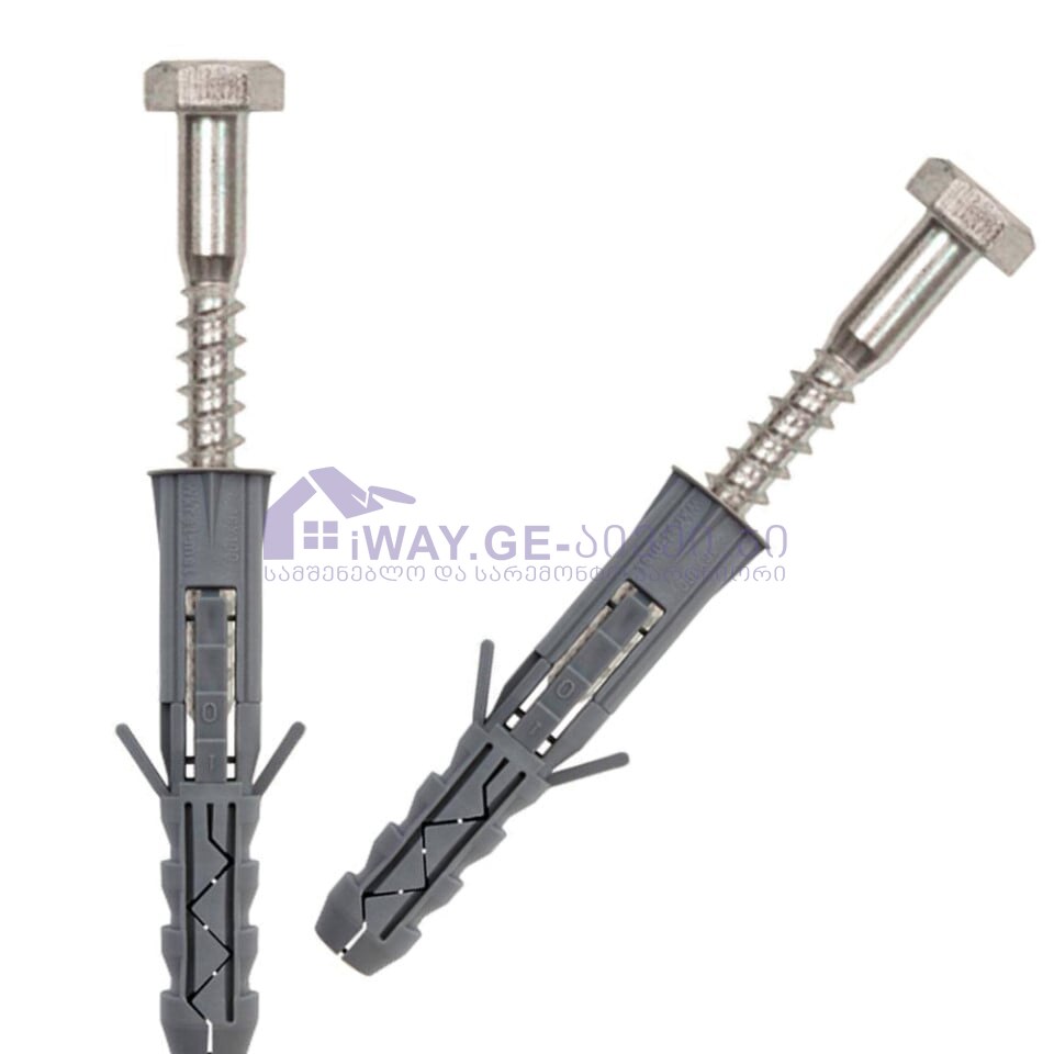 diblu-cu-surub-pentru-lemn-cu-cap-hexagonala-set-100-buc-kkx-10060~39041 დუბელი ექვსკუთხა ხრახნით KKX-10100 (100ც) hardy - Image 1