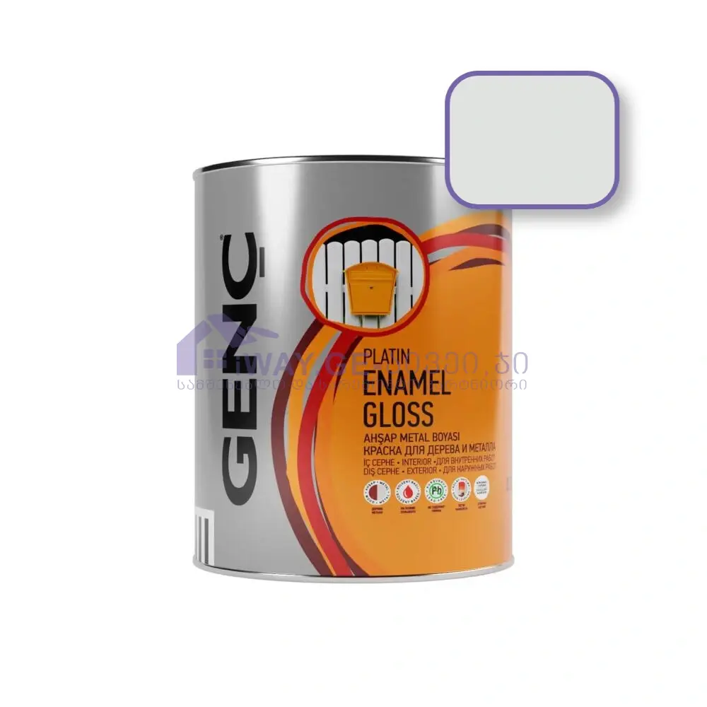 Genc-Enamel-gloss-075-7400 საღებავი ხისა და მეტალისთვის 0.75 ლტ "SILVER"-7400 (ვერცხლისფერი) - Image 1