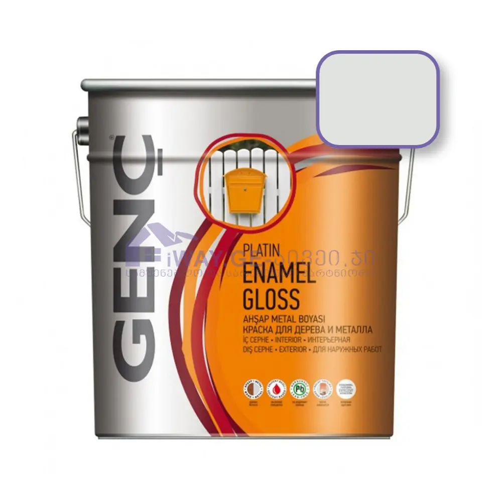 Genc-Enamel-gloss-2.5-7400 საღებავი ხისა და მეტალისთვის 2.5 ლტ "SILVER"-7400 (ვერცხლისფერი) - Image 1