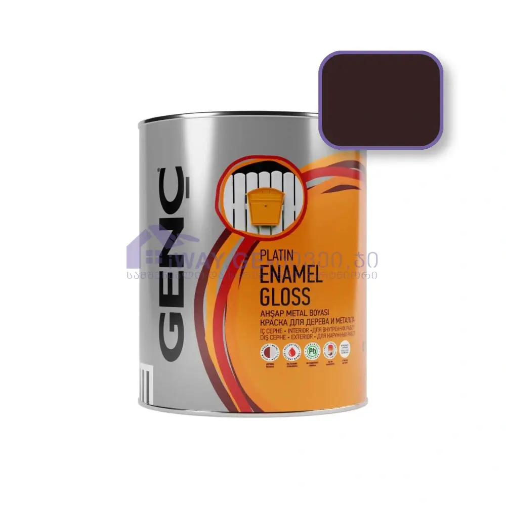 Genc-Enamel-gloss-075-8910 საღებავი ხისა და მეტალისთვის 0.75 ლტ "SILVER"-8910 (მუქი ყავისფერი) - Image 1